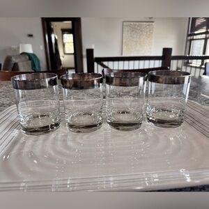 Glass Tumblers with Silver Rim - Set of 4